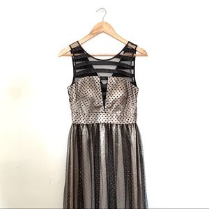 Hailey Logan Nude and Black Dotted Formal